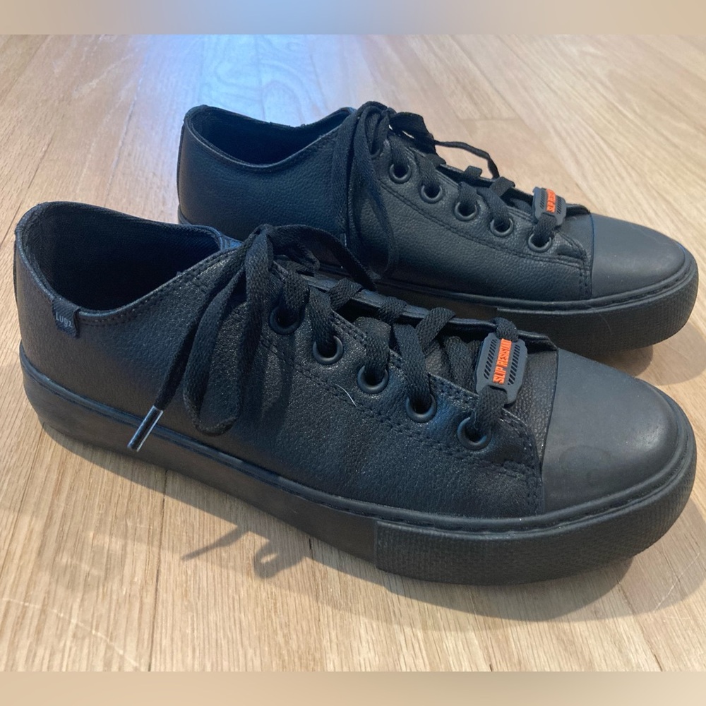 Lugz Women's Stagger Lo Slip-Resistant Black Workwear Leather Work Shoes No-Slip